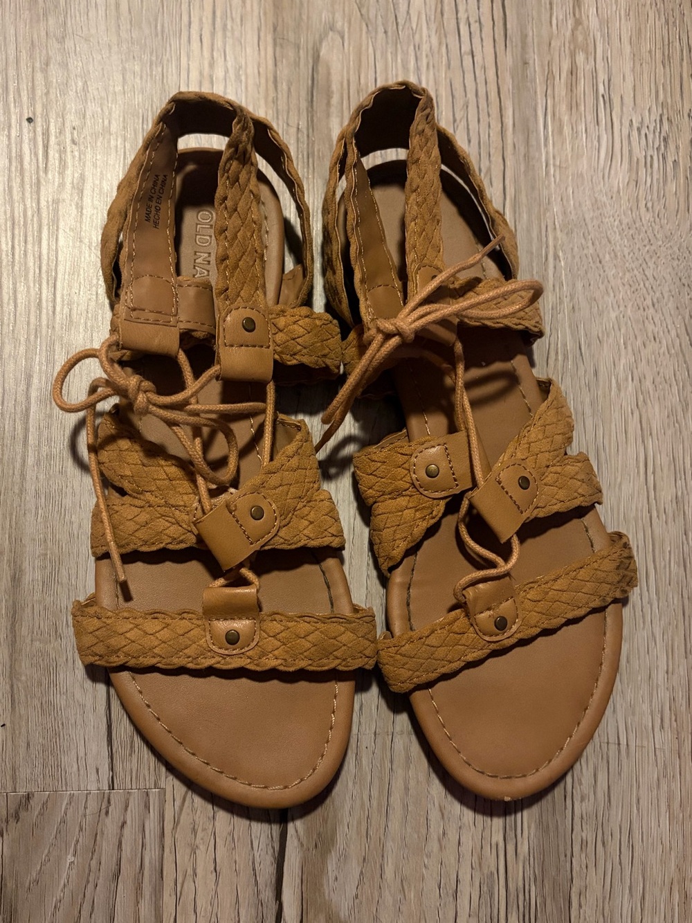 Old Navy Tan Braided Lace-Up Gladiator Sandals